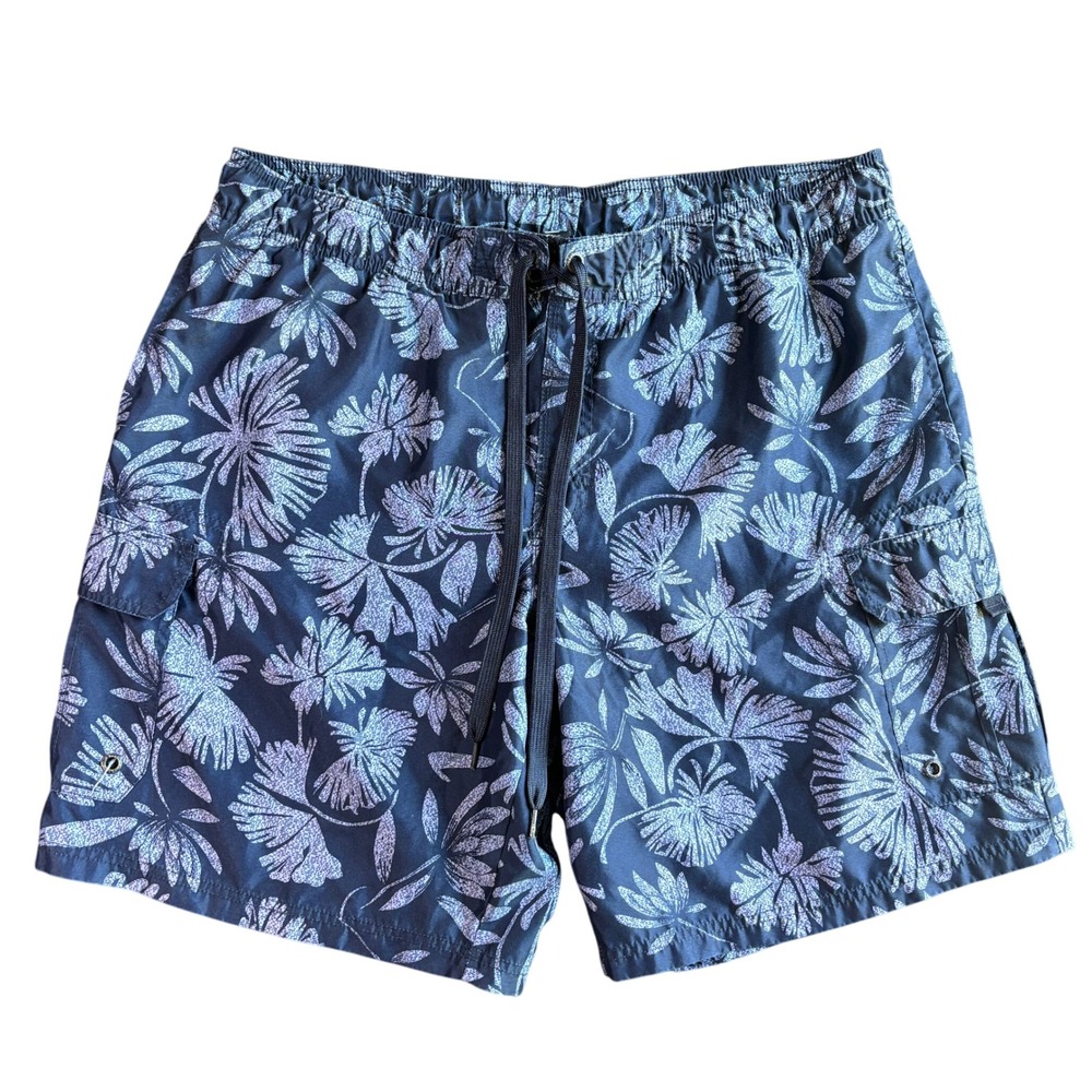 OP Mens Polyester Swim Trunks Floral Cargo Board Shorts‎ XL Dark Navy OM17302Y